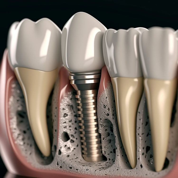 Wizualizacja implantu zęba w kości szczęki